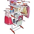 CIPLA PLAST Strong & Heavy Two Pole 3 Layer Mild Steel and Co-Polymer Foldable and Movable King Jumbo Cloth Dryer Stand Floor and Balcony with Six Caster Wheel BRC-750 (Orange)