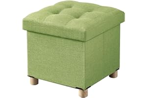 BRIAN & DANY Pouf Cubo Poggiapiedi Sgabello Contenitore Cassapanca Pieghevole 38 x 38 x 40 cm, Verde