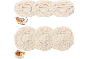LIUHANCSQD 6 Piezas Inserto de Lino para Cesta de Fermentación, Forro de Tela para Banneton Canasta de Prueba, Forro de Lino/Inserto de Tela para Cesta de Pruebas para Pan y Masa - Redonda/Ovalada