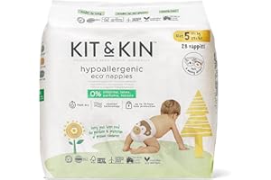 Kit & Kin Premium Eco-Friendly and Sustainable Baby Nappies | Hypoallergenic with Flash Dry High-Performance Layer | Vegan & Chlorine-Free | Superior Leak Protection | Size 5-112 Nappies