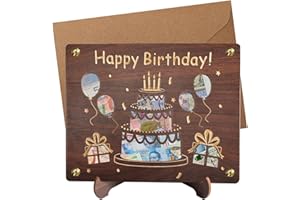 ‎ASOFTY ASOFTY Geldgeschenk aus Holz zum Geburtstag, Geburtstagstorte Geldgeschenke Verpackung Mit Grußkarten und Umschlag für Kinder und Erwachsene
