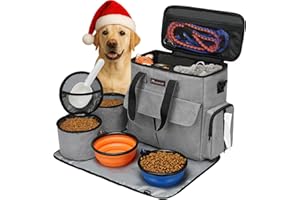 Modoker Von Fluggesellschaften zugelassene Haustier-Reisetasche, Wochenend-Hundereiseset für Hund und Katze, von Fluggesellschaften zugelassener Trage-Organizer mit Multifunktionstaschen, grau