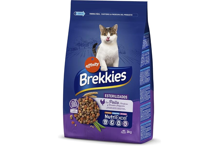 Brekkies Pienso para Gatos Gatos Esterilizados con Pollo y Verduras - 3000 gr