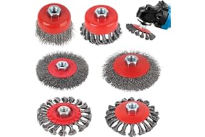 DUBUOZA 6 Piezas Cepillo de Alambre para Amoladora Angular M14, Cepillo de Alambre para Amoladora Angular M14 Diámetro de 75 mm y 100 mm, para el Lijado de Metales Eliminación de Óxido y Pintura, Rojo