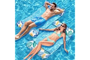 Mennitr 2 Pièces Bouee Piscine, XL Matelas Piscine, 4 en 1 Bouee Piscine Adulte, Matelas Gonflable Piscine, Hamac Matelas Piscine Gonflable, Bouée Piscine, Matelas Piscine Filet