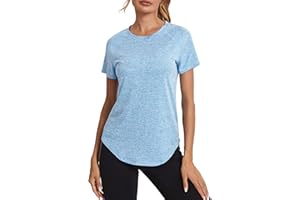 Wayleb Camiseta Deportiva Mujer Manga Corta Holgada de Secado Rápido Camisetas de Malla Mujer Yoga Fitness Top Ropa Deportiva Entrenamiento Atlético