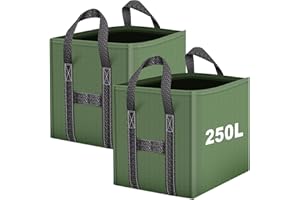 IWTTWY Sac Jardin Dechets Verts 2x250L, Sacs de déchets Jardin résistants en PP Robuste, Sacs Poubelle de Jardin Pliables et Réutilisables, étanche sac vegetaux jardin avec Poignées
