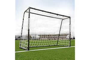 QUICKPLAY GS Football Goals - Super Durable Galvanized Steel Football Goal [5 Sizes] Regulation Sizes, Deep Net, Moveable & Weather Resistant [Single Goal]