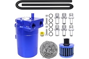 ‎HISPORTS HISports Auto Oil Catch Tank Kann Aluminium Kraftstofftank Kann Öl Lagertank-mit Luftfilter Schlauch Ersatzteile Zubehör 350ml Universal Auto Öl Lagertank (Blau)