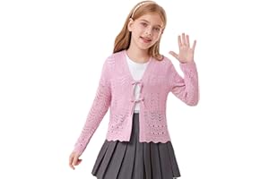 GRACE KARIN Dziewczęcy sweter z dzianiny dla dzieci, ażurowa dzianina