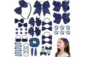 LOPHE Elastici e Mollette Capelli Bambina, 77 Pezzi Accessori Capelli per Bambine con Mollette, Set di Accessori per Capelli Decorazioni per Capelli per Festival Foto Puntelli e Daily(blu navy)