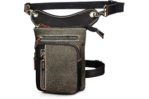 Handadsume Tela Resistente All'acqua + Vera Pelle Moto Equitazione Travel Coscia Borsa per Gambe Marsupio in Vita Per Gli Uomini Donne FB2141