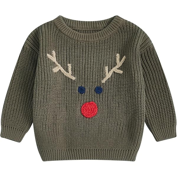 Dresmannst Sweatshirt Für Jungen – Weihnachtshirsch-Motiv, Baumwolle, Rundhals, Größen 1–7 Jahre
