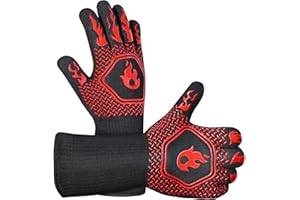 ‎HAMITOR Grillhandschuhe Hitzebeständig 800 Grad: Premium Feuerfeste Handschuhe für Dutch Oven Backen Grill Kochen- rutschfeste Backhandschuhe Ofenhandschuhe BBQ Gloves - Herren