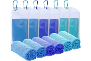 SZELAM Cooling Towel,6 Packs Ice Towel,Soft Breathable Chilly Towel,Microfiber Towel for Yoga,Gym,Workout,Sports,Fitness,Running,Camping,Hiking (40"x12")(2 Blue/ 2 Dark Blue/2 Lake Blue)