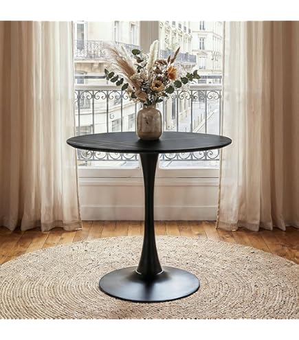 KAZZIO Ronde eettafel (100 x 100 x 76 cm), lichte en luxe ronde tafel voor 4-6 personen, geschikt voor eetkamer en woonkamer, gouden poten, gemarmerd MDF tafelblad (goud