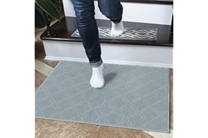 GULLAMBO Abosrbent Door Mats indoor Washable Doormats indoor - Soft Non Slip Indoor Door Mat for front & back door - Slim Machine Washable Quick Dry Kitchen Rugs and Floor Mats Grey, 40x60cm