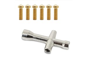 ARTILLERY 3D EXPERT Lot de 6 buses officielles Volcano 0,4mm en Laiton + clé en croix adaptable 7mm / 5,5mm de diamètre : Kit pour remplacement de buse imprimante 3D FDM