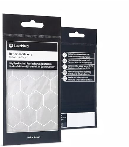 Biomar Labs® Adesivi Rifrangenti Per Sicurezza Notturna - 16 Pezzi In PVC, Riflettenti, Per Casco, Bici, Passeggino, Moto - Made In Germany - 4