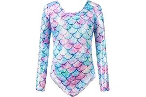 Surgoal Gymnastics Leotards for Girls Long Sleeve Sparkle Dancing Ballet Gymnastics Athletic Outfit Unitard Dance Dress for Kids 3-12 Years