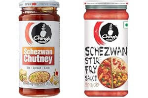CHINGS SECRET Ching’s Schezwan Chutney 250g and Chings Schezwan Sauce 250g - Spicy Flavour – Made from The Finely Selected Ingredients