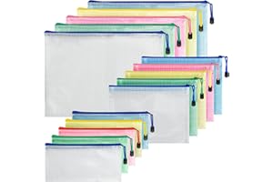 WT WISDOM TOGETHER WT Bolsas de Documentos A4+A5+A6, 15 Pcs Bolsa de Archivo de Cremallera, Impermeable Carpeta Fundas Plastico para Viajes, Papelería Oficina, Organizar Cosméticos