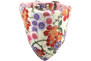 Newtensina Doux Bandana Collier de Chien Classique Fleur Sakura Design Mignon Bandana pour Chiens Chats - Rose - XS