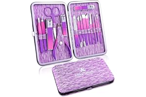 K KEIBY CITOM Maniküre Set, Pediküre Kit 16 teiliges, Nagelpflege nagelknipser set Edelstahl Manikuere Set für Reise (lila)