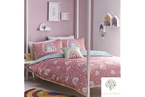 Appletree Rainbow Pom zestaw pościeli, 100% bawełna, różowy, łóżko pojedyncze