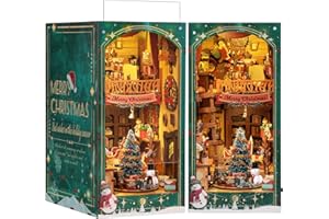 RONSTONE Book Nook con Coperchio Antipolvere - Casa DingDang Kit Casa Delle Bambole in Miniatura Fai da te con Luci a Led - 3D Puzzle di Legno Booknook Libro Scaffale Decorazione Regalo
