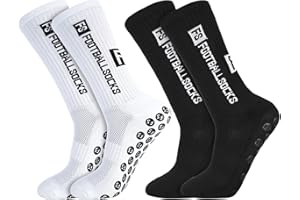 Firtink 2 Paar Fußballsocken Herren Sportsocken Fussball Socken Anti Rutsch Grip Fußball Socken für Fussball Basketball Laufen Radfahren Marathon