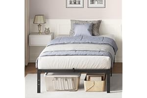 VASAGLE Single Metal Bed Frame, 90 x 190 cm, Under-Bed Space, Modern Style, for Guest Room, Easy Assembly, Ink Black RMB131B01