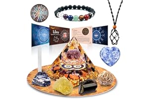 vuUUuv Horoskop Orgonpyramide ， Waage Heilkristall Geschenkset ， Sternzeichensteine ??zum begleitenden Geburtsstein, für Astrologie ， Reiki ， Energie, Meditation