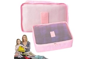 2 cubes de rangement pour bagages de voyage,Organisateur Valise,sacs de rangement légers pour vêtements,pochette de Voyage multifonctions,pour vêtements, chaussures, sous-vêtements, cosmétiques (Rose)
