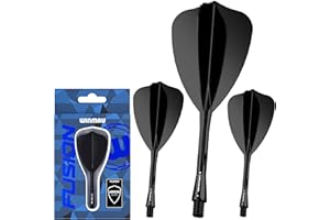WINMAU Darts - Fusion Système intégré de vol et d'arbre - Arrow Forme et Design - Disponible en Court, intermédiaire et Moyen - Couleur Noire