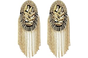 Floatdream 2 Piezas Charreteras Punk, Charreteras de Metal con Borlas, Charreteras de Oro, Adecuado para Militares Masculinos, Disfraces, Representaciones Teatrales, Decoración de Uniformes(Oro)