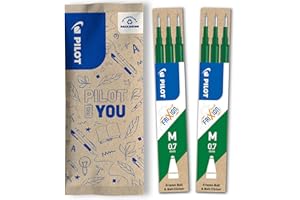 Pilot FriXion, 2 set da 3 Ricariche per penna cancellabile Frixion Ball e Frixion Ball Clicker, Colore Verde, Punta Media