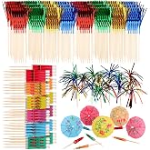 200 Pieces Cocktail Decoration, Contains 150 Pieces Fireworks Cocktail Sticks, 50 Pieces Cocktail Umbrellas, for Birthday Wed