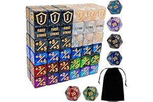 78 Stück MTG Würfel Zähler - AbilityKeyword Zähler, -1/+1 Lebenszähler, Schild Lebenszähler, D6 Würfel, Kompatibel mit MTG, Kartenspiel Zubehör (Inklusive Schwarzer Tasche)