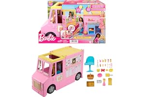 Barbie-set, lemonadtruck, lekset med 25 delar, förberedelseområde och matplats, färgglada mat- och dryckestillbehör, HPL71