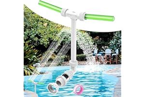 QIANYAN 2 in 1 Pools Wasserfall für Ein Pool, WasserfäLle Pool-FontäNe mit GrüNem Nachtglow，Springbrunnen für Pool Brunnen Wasserfall, WasserfäLle SprüHnebel KüHlung, SprüHfontäNe Wasserkaskaden