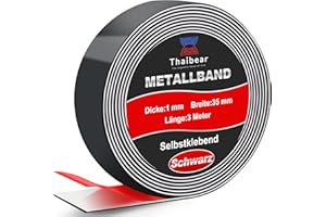 Thaibear Bande métallique autocollante idéale pour aimants, figurines et étagères T-onies®, 35 mm x 3 m, noire, bande magnétique autocollante et découpable, bande magnétique pour aimants, ruban ferro,