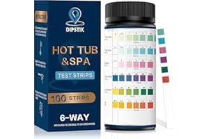 DIPSTIK Bandelettes de test pour piscine et spa - Test précis de l'eau de natation pour le pH, la dureté totale, le brome, le chlore libre et le chlore total, bandelettes de test 6 en 1 pour piscine