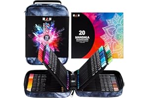 H & B Colored Pencil Set 72pcs with Mandala Coloring Sheets Art Supplies Drawing Kit for Adult Coloring and Kids