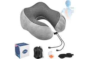 ETELIAR Reisekissen Nackenkissen, Nackenkissen-Set, U-förmiges Kissen + Schlafmaske + Ohrstöpsel + Tasche, Waschbar, geeignet für Reisen, Büro (Grau)