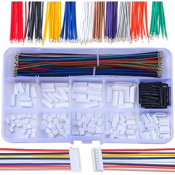 Glarks 1180-Piece JST 2.54mm Connector Kit – 2-9 Pin Male/Female Housings + Female Pin Header, Perfect For PCB, LED, Battery & DIY Electronics