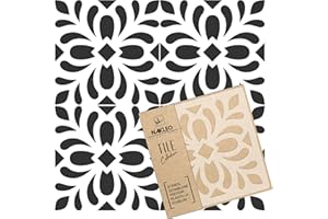 NAKLEO Magros Tile Plantilla de plástico reutilizable – 20x20cm - Morisco Floral Español - Geométrico marroquí - Adoquín Bloque Concreto Piso Pared Pintura Plantilla Madera
