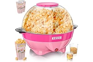 ‎KESSER KESSER® Popcornmaschine Groß 800W | Popcorn-Maker 5,5l Inhalt mit Antihaftbeschichtung Deckel & Servierschale | für Öl Butter Zucker Stille & Schnelle inkl. Mess-&Popcornbecher abnehmbarer Heizfläche