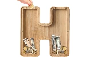 Bemaystar Wooden Letter-Money-Box for Kids, Piggy-Bank Initial Letters, Kids Money Box Coin Bank, Birthday Gift for Kids