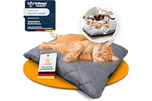 SYMPATIERISCH Waschbares Katzenbett [wasserdicht] - Waschbares, komfortables Katzenkissen - Haustierbett, Katzen-Bettchen, Katzenkörbchen, Kuschelbett, Katzenschlafplatz, drinnen & draußen | 60x50x8 cm